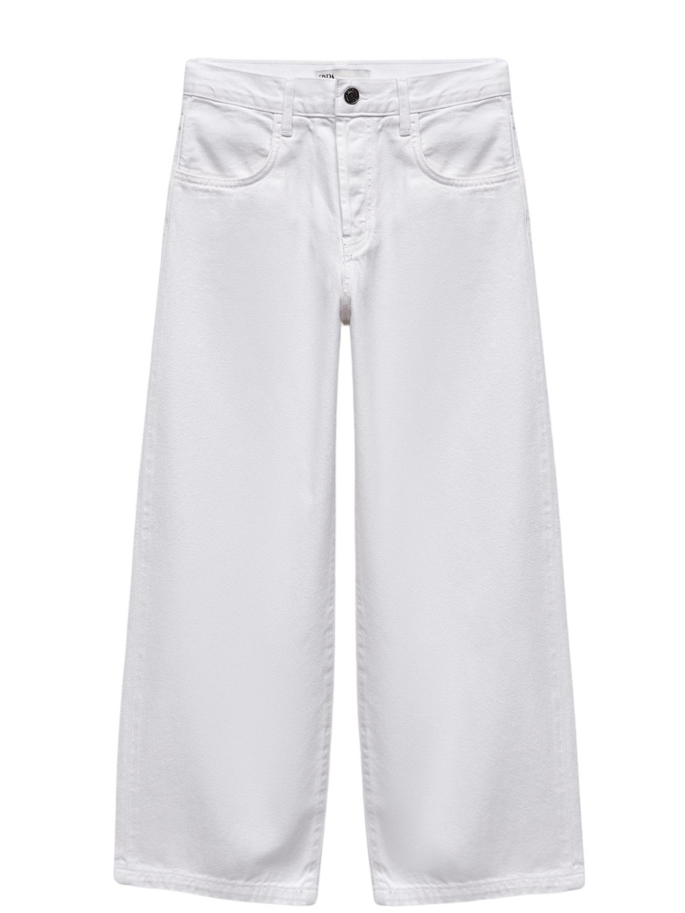 Zara White Wide-Leg Ankle Crop Jeans